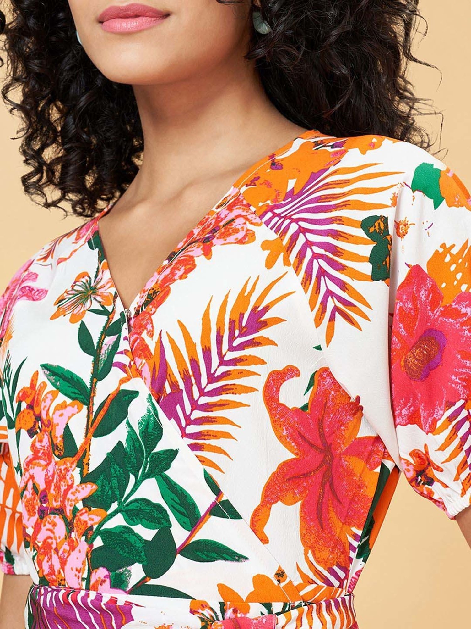 YU by Pantaloons White Cotton Printed A-Line Dress