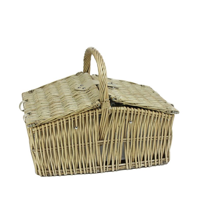 Northlight 15.5" Hand Woven Willow 2-Person Picnic Basket and Accessory Set - Brown