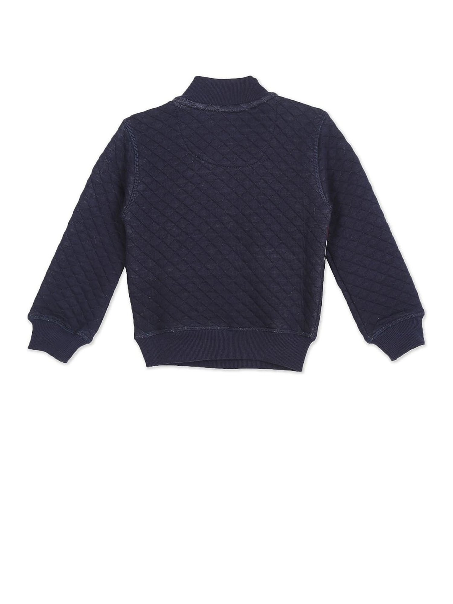 U.S. Polo Assn. Kids Navy Printed Full Sleeves Sweater