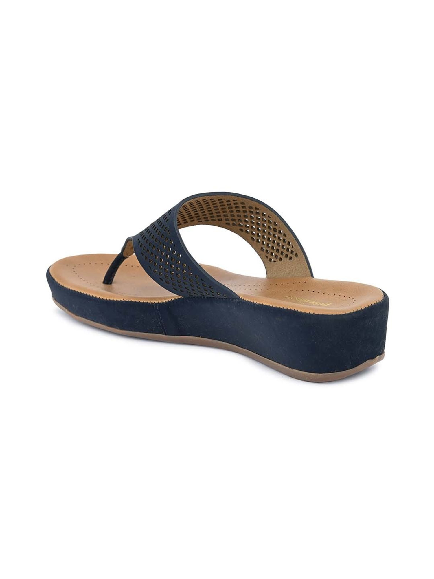 Pelle Albero Women's Blue Thong Wedges