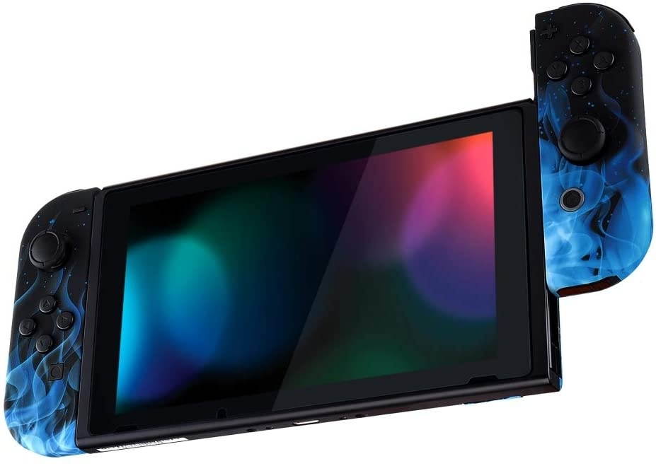 eXtremeRate Soft Touch Grip Blue Flame Joycon Handheld Controller Housing with Full Set Buttons, DIY Replacement Shell Case for Nintendo Switch Joy-Con &ndash; Console Shell NOT Included