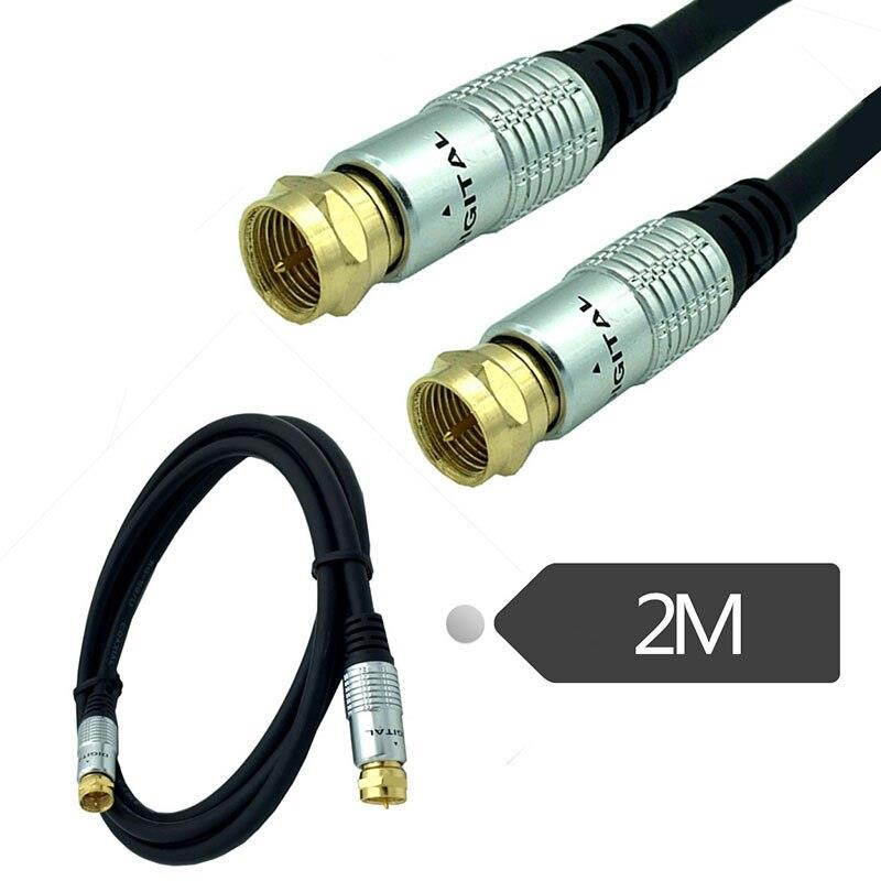 TV Aerial Coaxial Patch Cable with F-Male Connector for Satellite TV, Cable Modem, Set-top Box Gold plated 2m