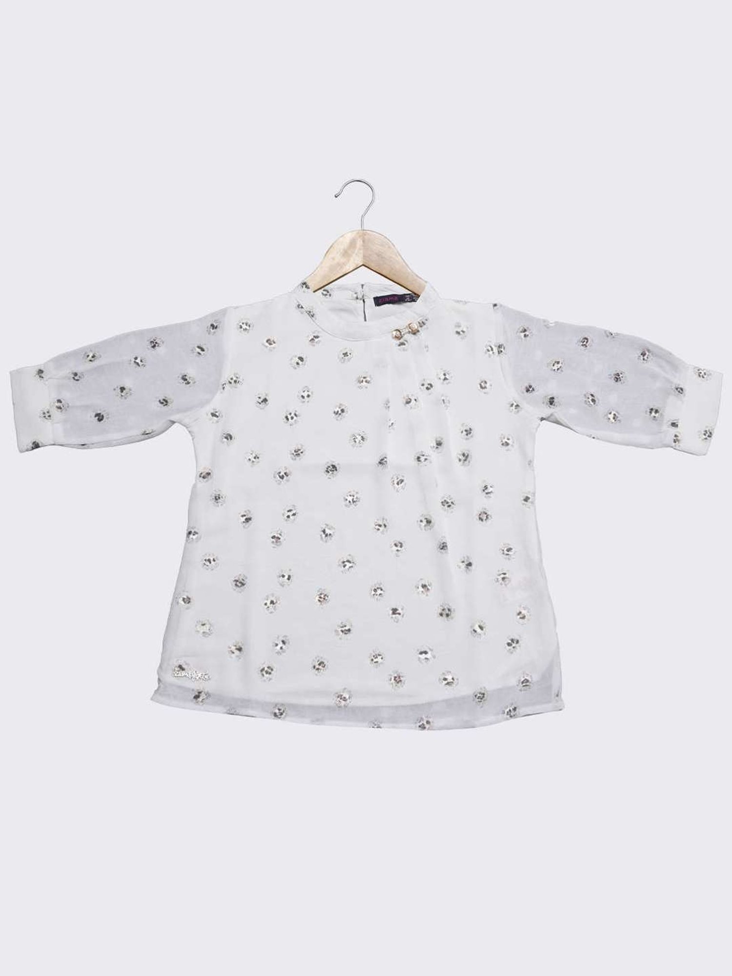 ZIAMA Kids White Printed Top