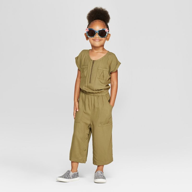 Toddler Girls' Bodysuit - Cat & Jack™ Olive 12M