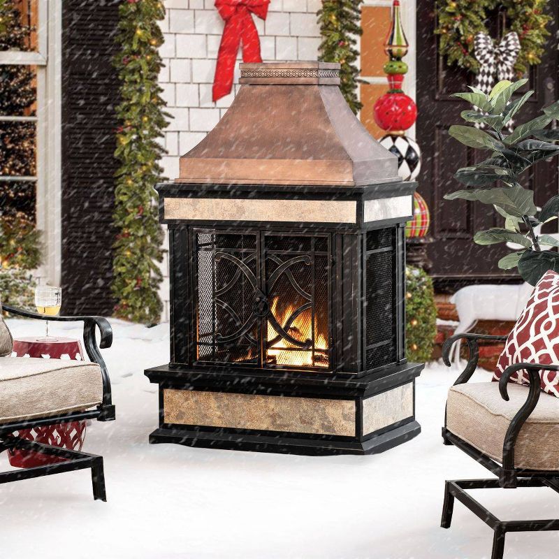 Tobago Deep Bowl Pit Steel Outdoor Fireplace Brown - Sunjoy