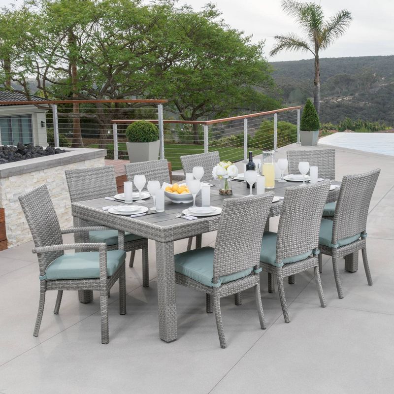 Cannes 9pc Dining Seating Set in Spa Blue - RST Brands