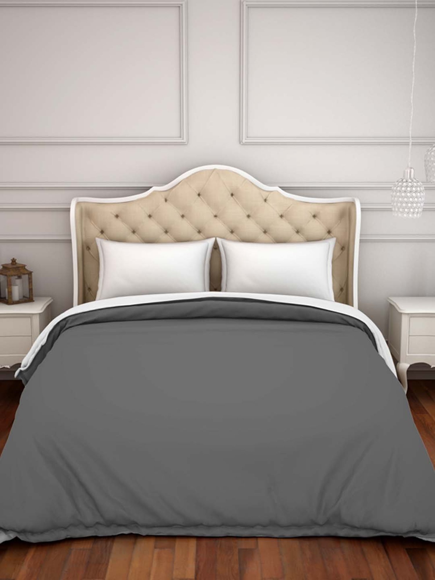 Spaces Hygro Dark Grey Cotton 300 TC Duvet Cover - Set of 1