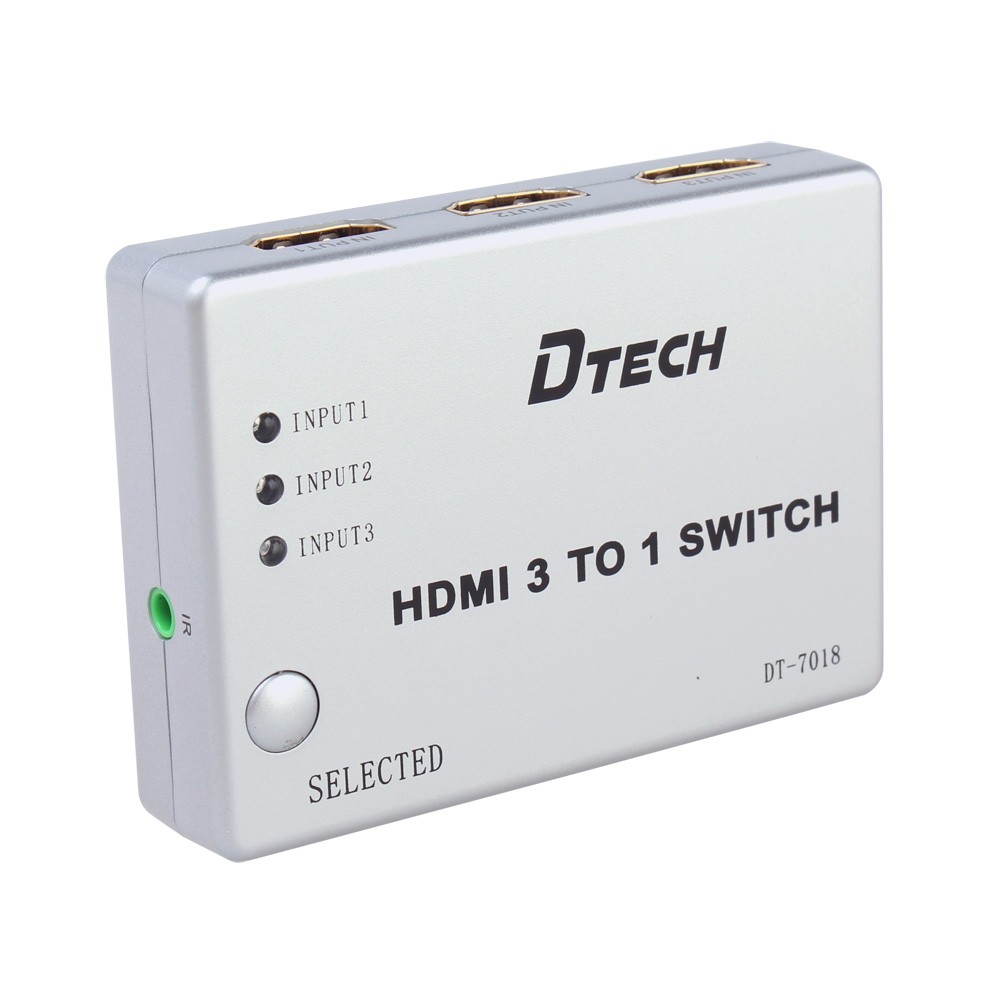DTECH DT-7018 HDMI Switcher 3x1 Support 1080P, 3D With IR Remote Control for Laptop, HD-DVD, PS3, Xbox360 etc