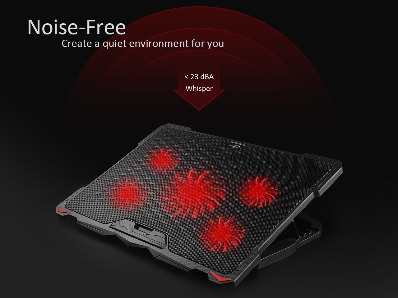 AICHESON Laptop Cooling Pad 5 Fans Up to 17.3 Inch Heavy Notebook Cooler, LED Lights, 2 USB Ports, S035