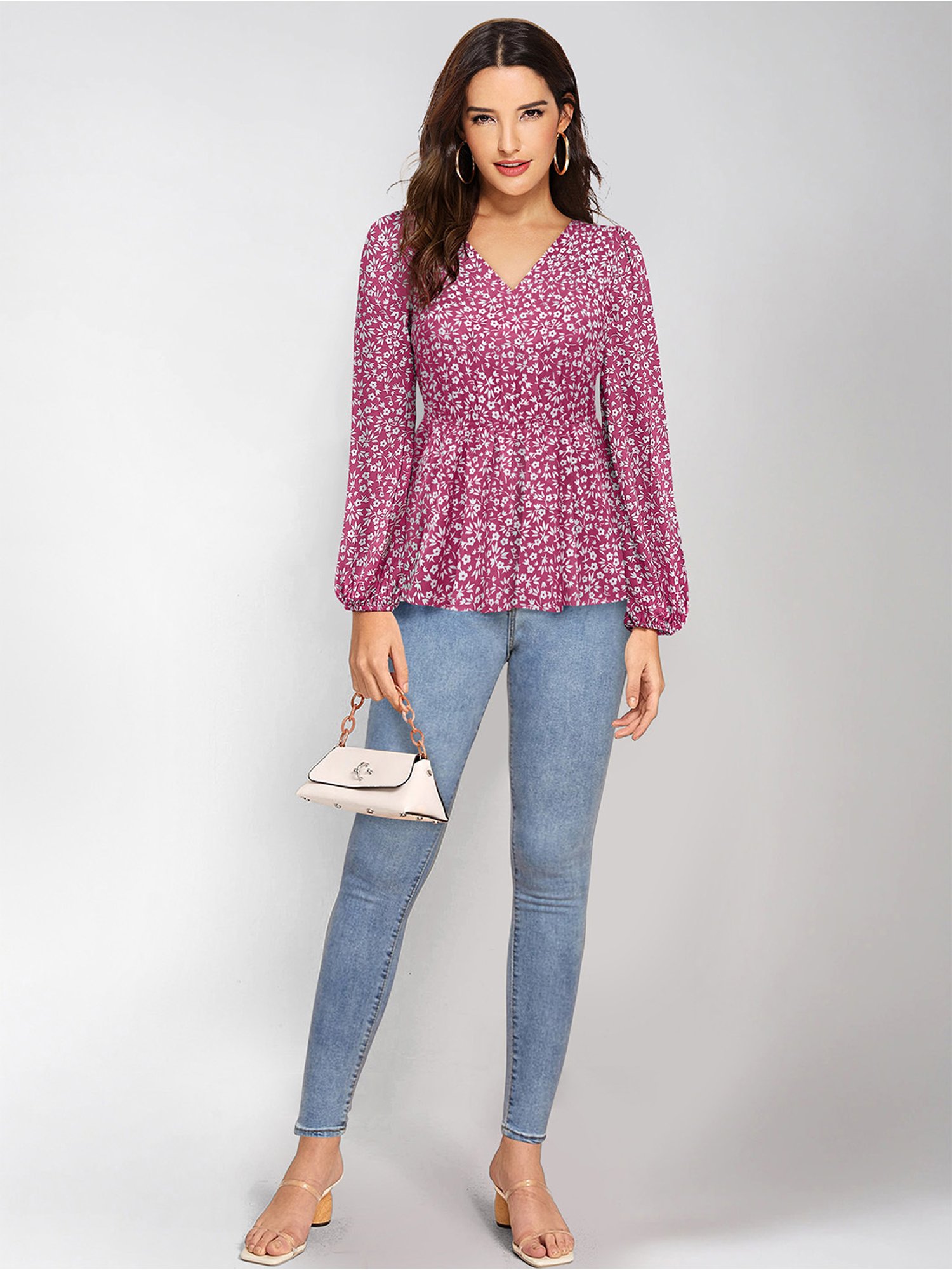 KERI PERRY Pink Floral Print Top