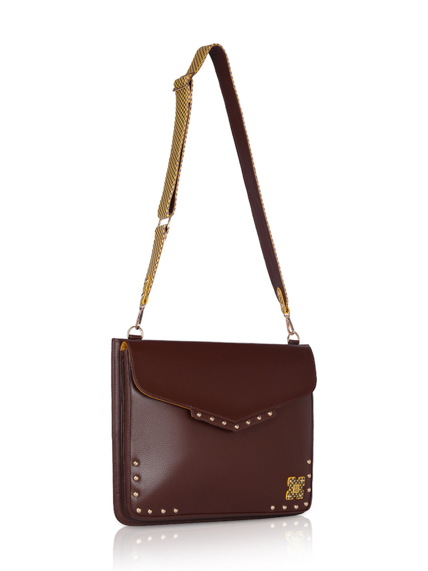 Baggit Brown PVC Solid Laptop Messenger Bag