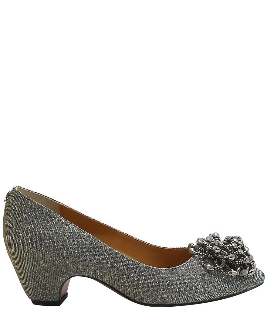 J. Renee Deyanne Glitter Fabric Beaded Floral Ornament Detail Pumps