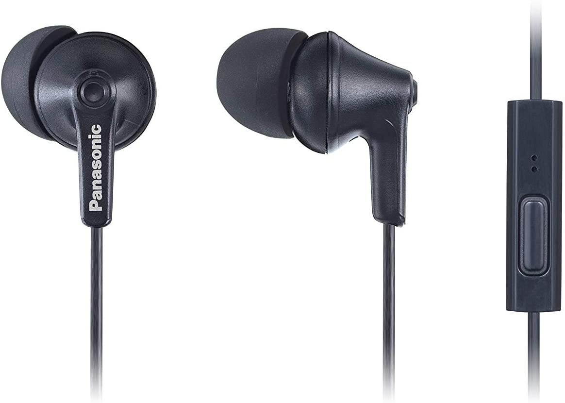 ErgoFit Earbud Headphones with Microphone and Call Controller Compatible with IPhone Android and Blackberry - RP-TCM125-KA - In-Ear (Matte Black)