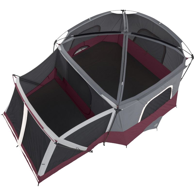 CORE 40072 11 Person Family Outdoor Camping Cabin Tent with Screen Room, Red