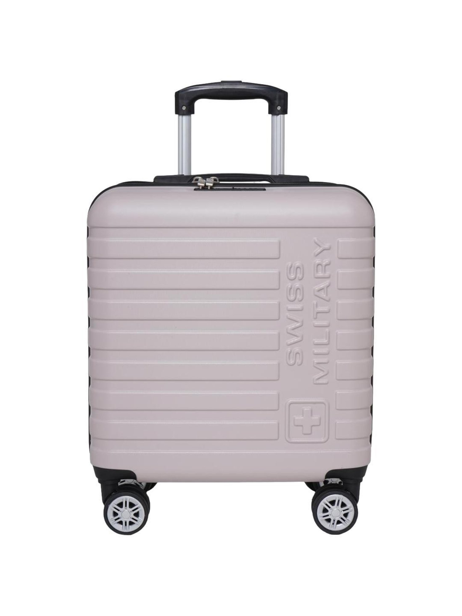 Swiss Military Dapper Ivory Textured Hard Overnighter Trolley Bag - 38 Cms