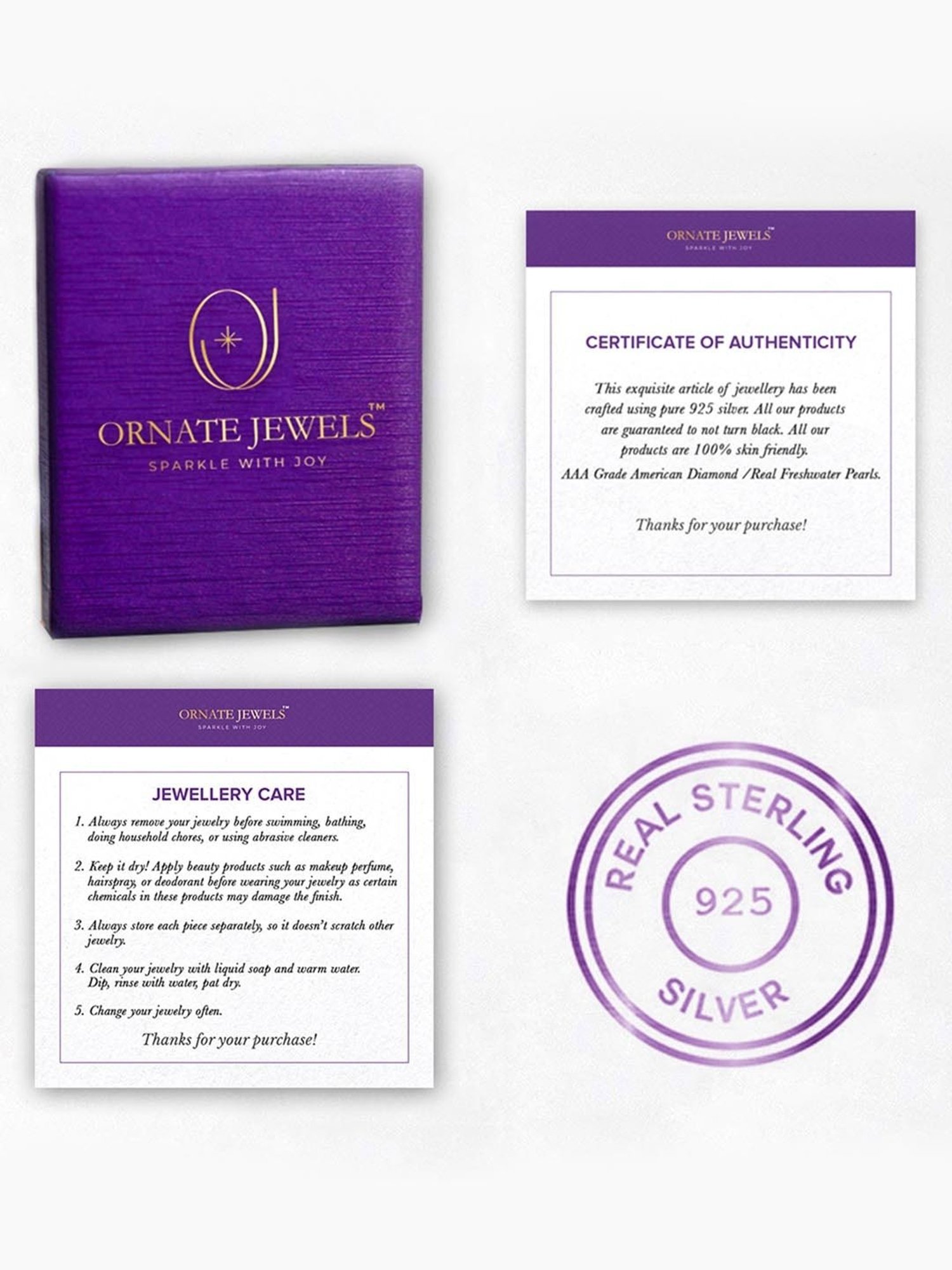 Ornate Jewels 92.5 Sterling Silver Cubic Zirconia Earrings for Women