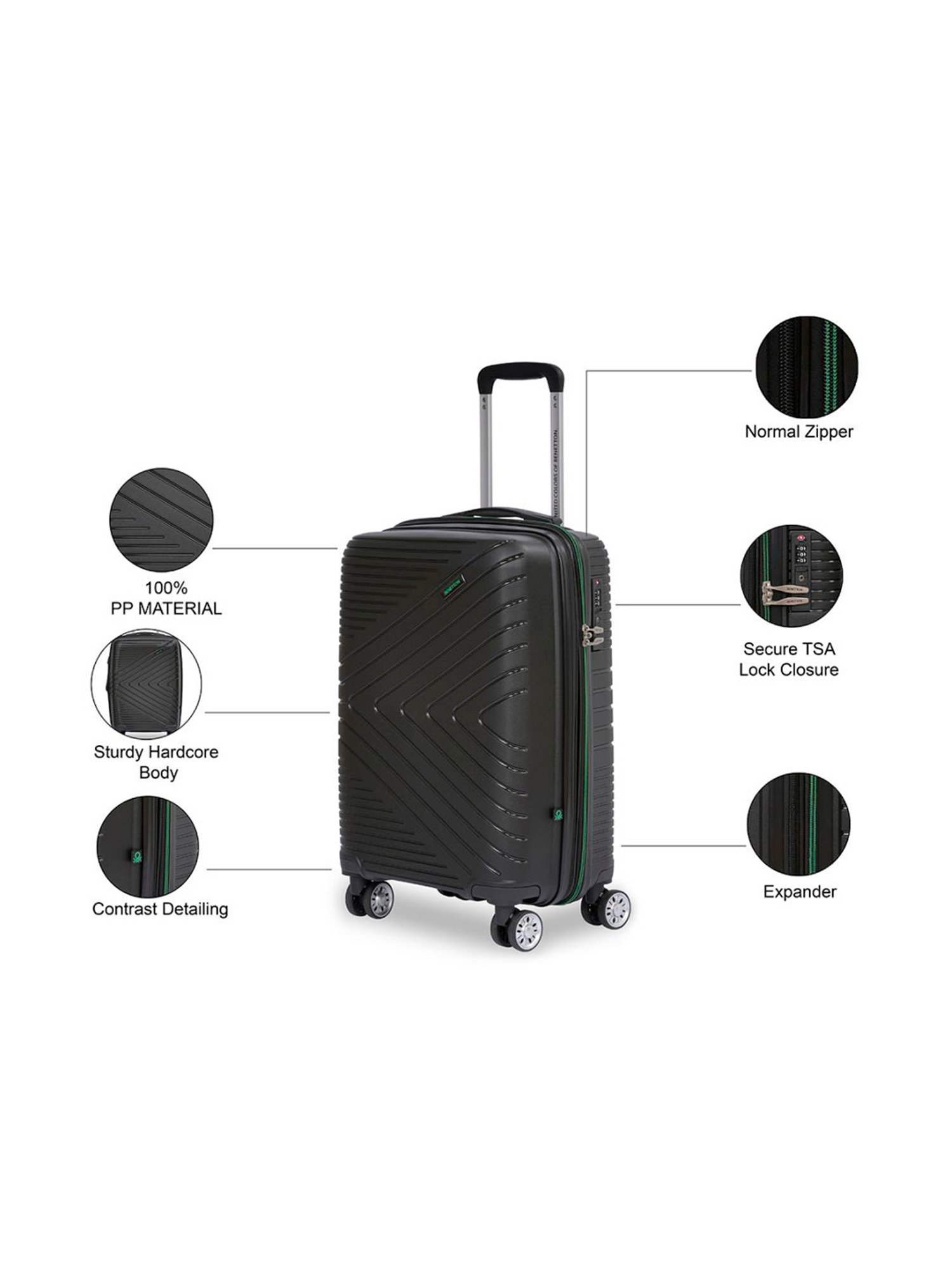 Perquisite Y2K Luxe Range Black Hard 20" Cabin Luggage
