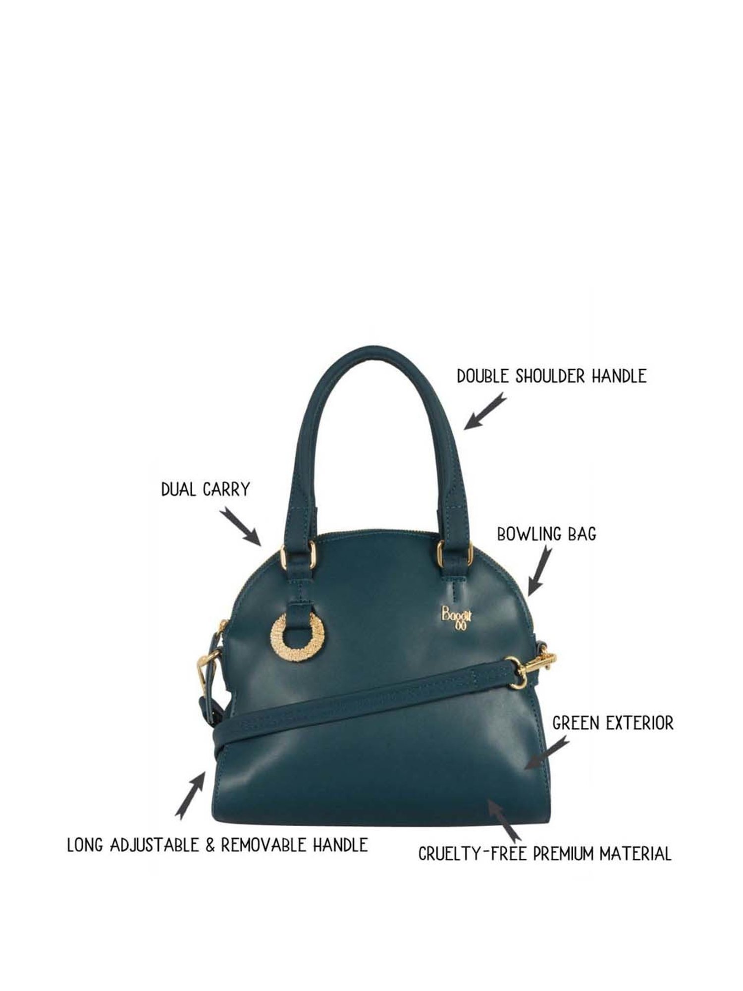Baggit Green Solid Medium Handbag
