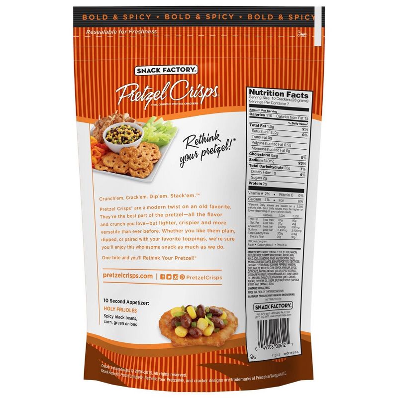 Snack Factory Buffalo Wing Pretzel Crisps - 7.2oz