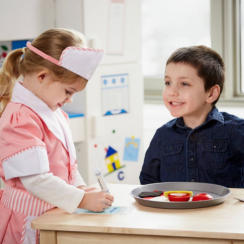 Melissa & Doug Waitress Role Play Costume Set (7pc) - Includes Apron, Order Pad, Cap