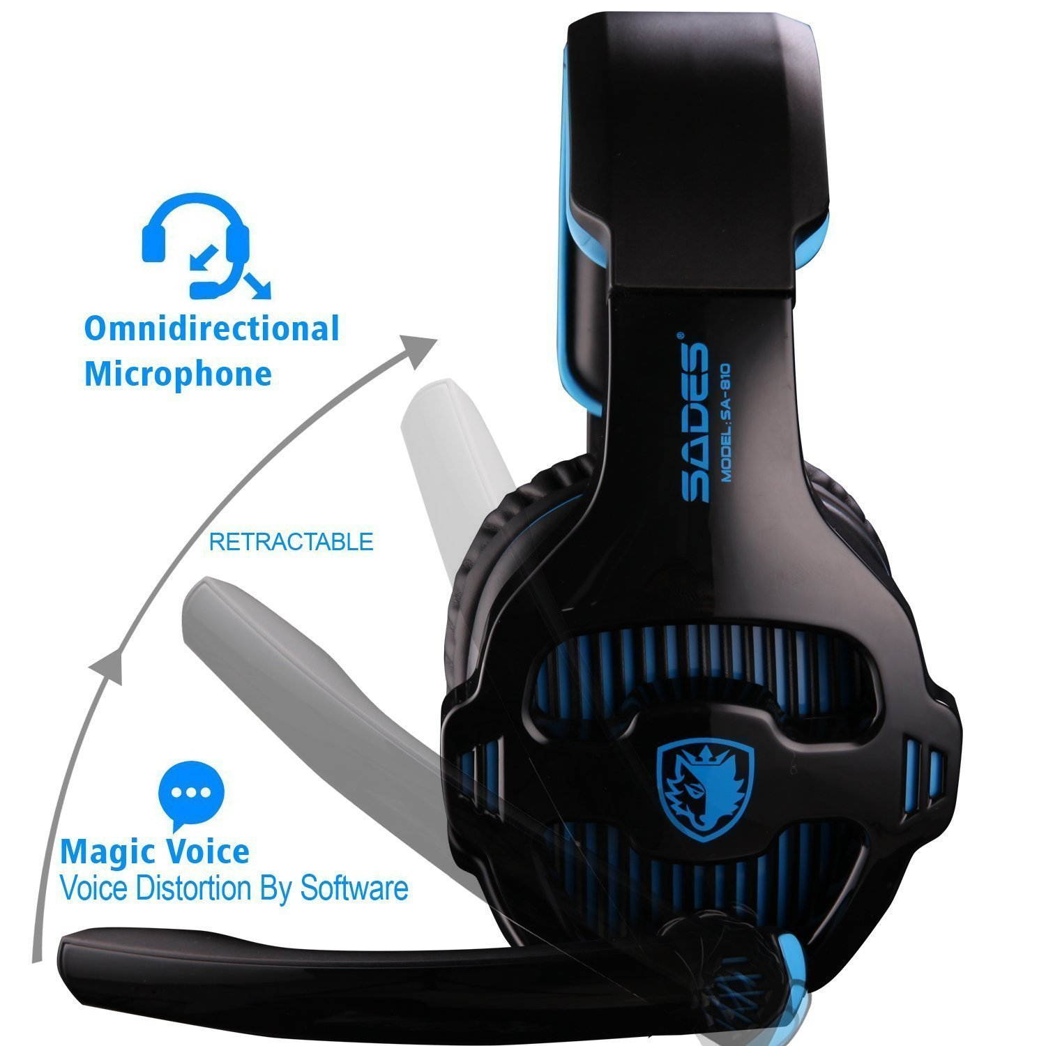 Sades SA-810 Multi-platform Compatible Over-Ear Stereo Bass Gaming Headphone with Noise Isolation Microphone - Black