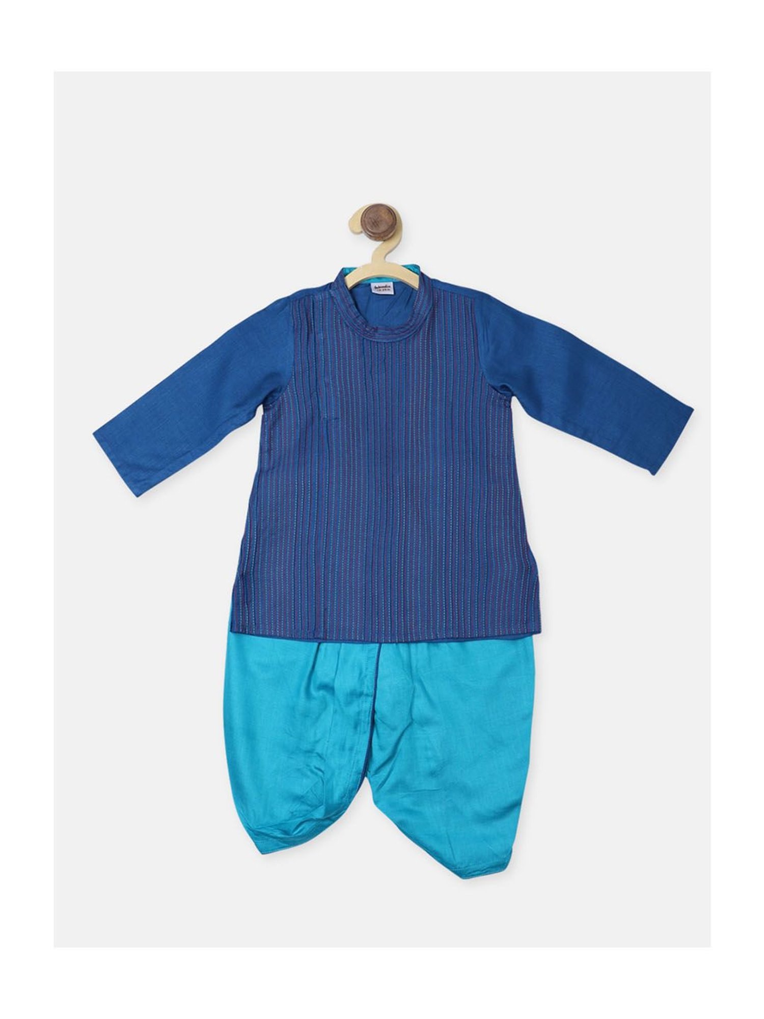 Nino Bambino Kids Navy & White Checks Kurta with Pyjama
