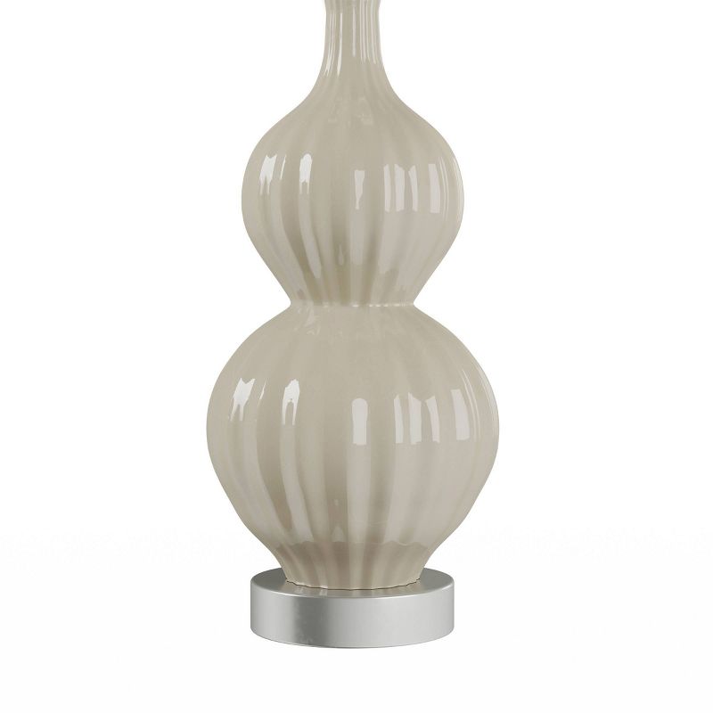 Set of 2 Ceramic Double Ribbed Gourd Table Lamps