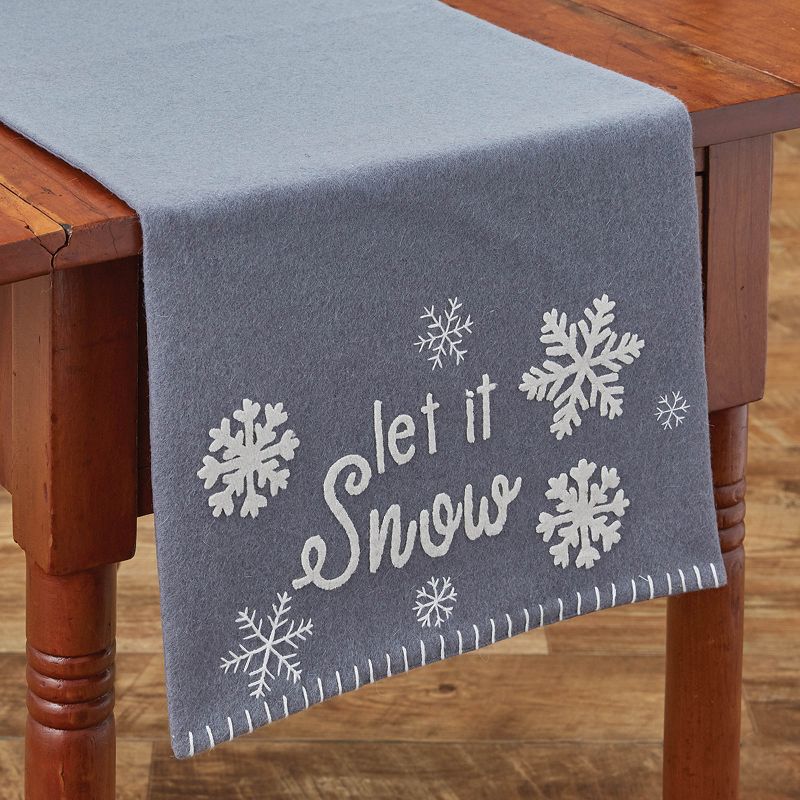 Park Designs Let It Snow Felt Table Runner - 36"L - Gray