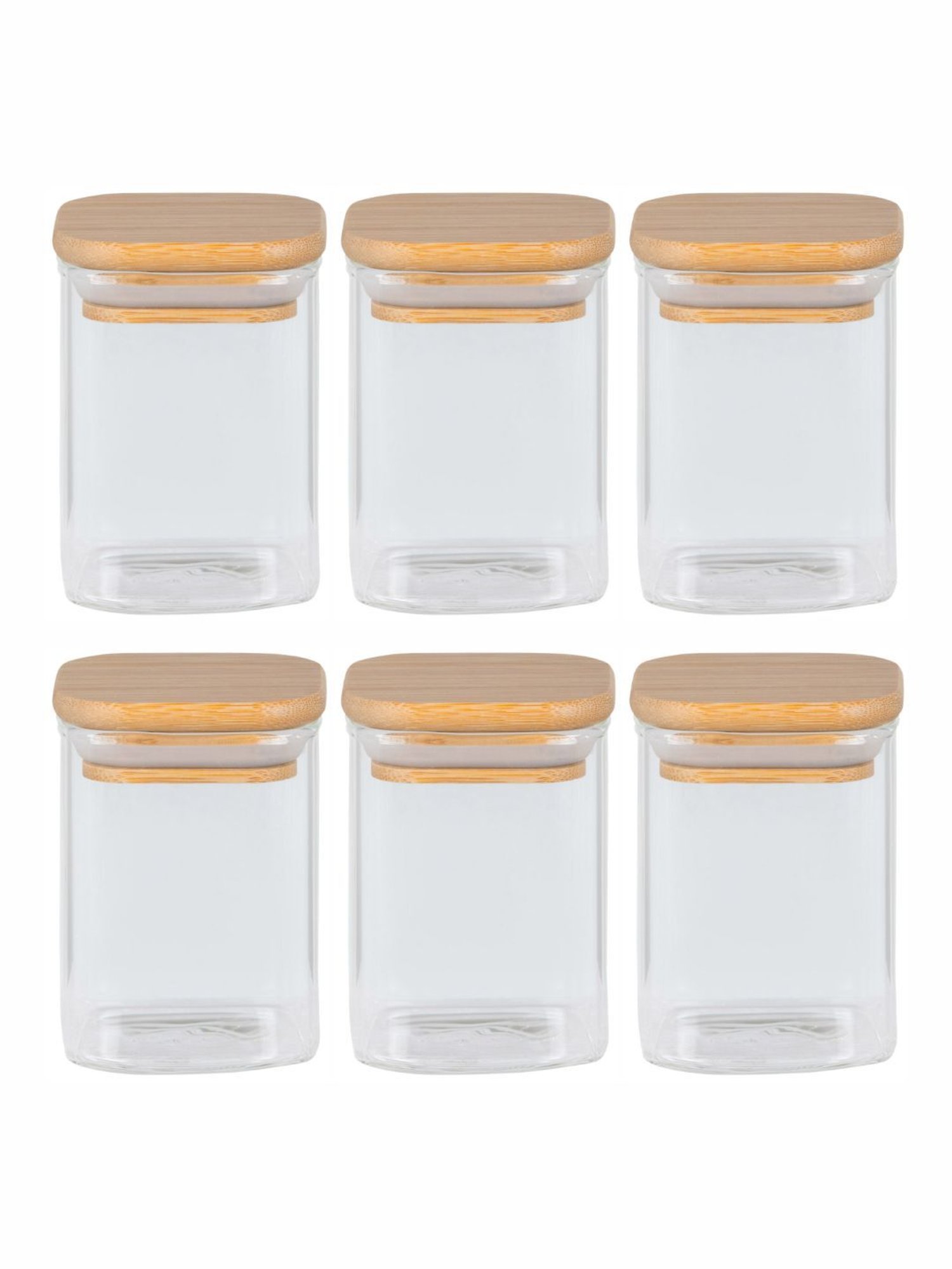 Goodhomes Transparent Glass Storage Jar with Glass Lid - Set of 6 (240ml)