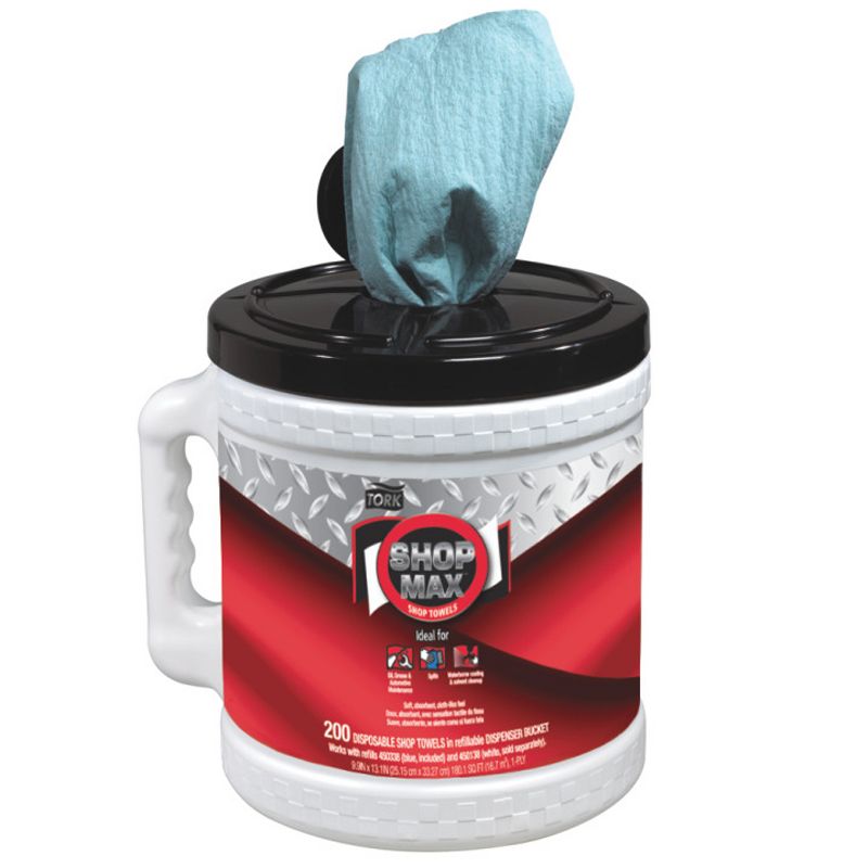 Tork 450340 Advanced 200 Sheet ShopMax Wiper 450 Centerfeed Dry Wipe Bucket for Home, Office, or Janitorial Cleaning (2 Pack)