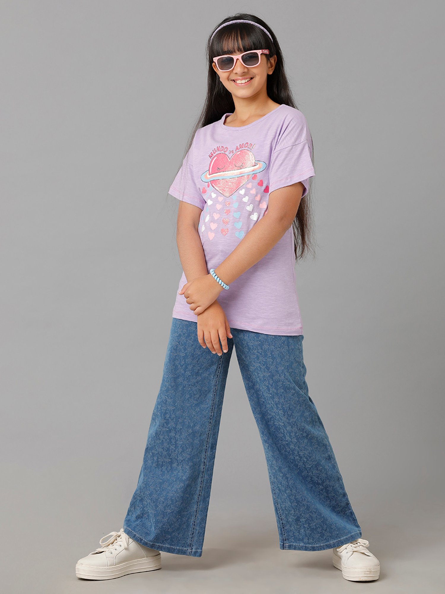 Under Fourteen Only Kids Purple Printed Top