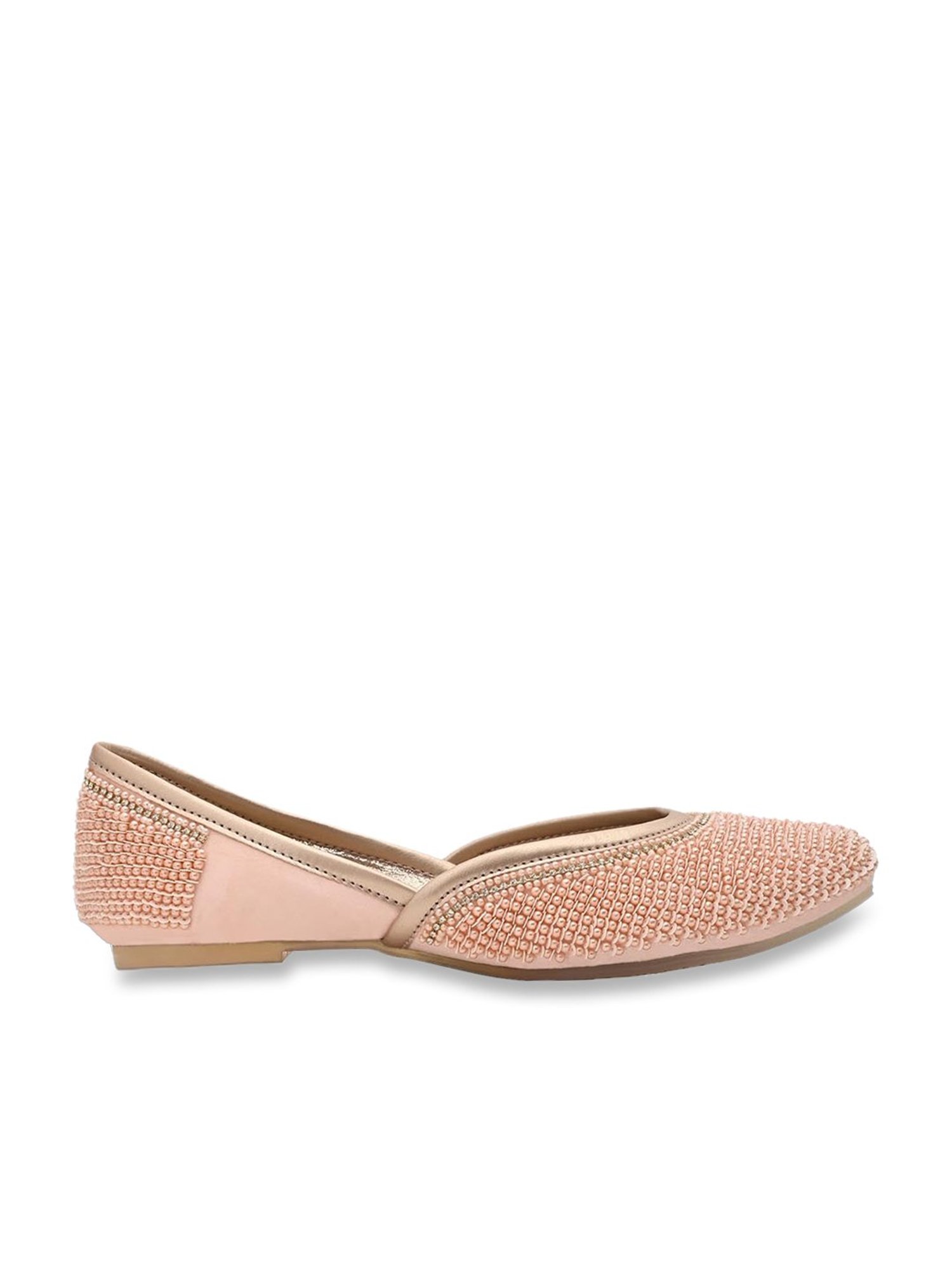 Jove Women's Peach Ethnic Juttis