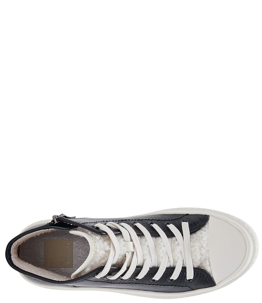 Dolce Vita Veola Plush Embossed Leather Faux Shearling High Top Sneakers