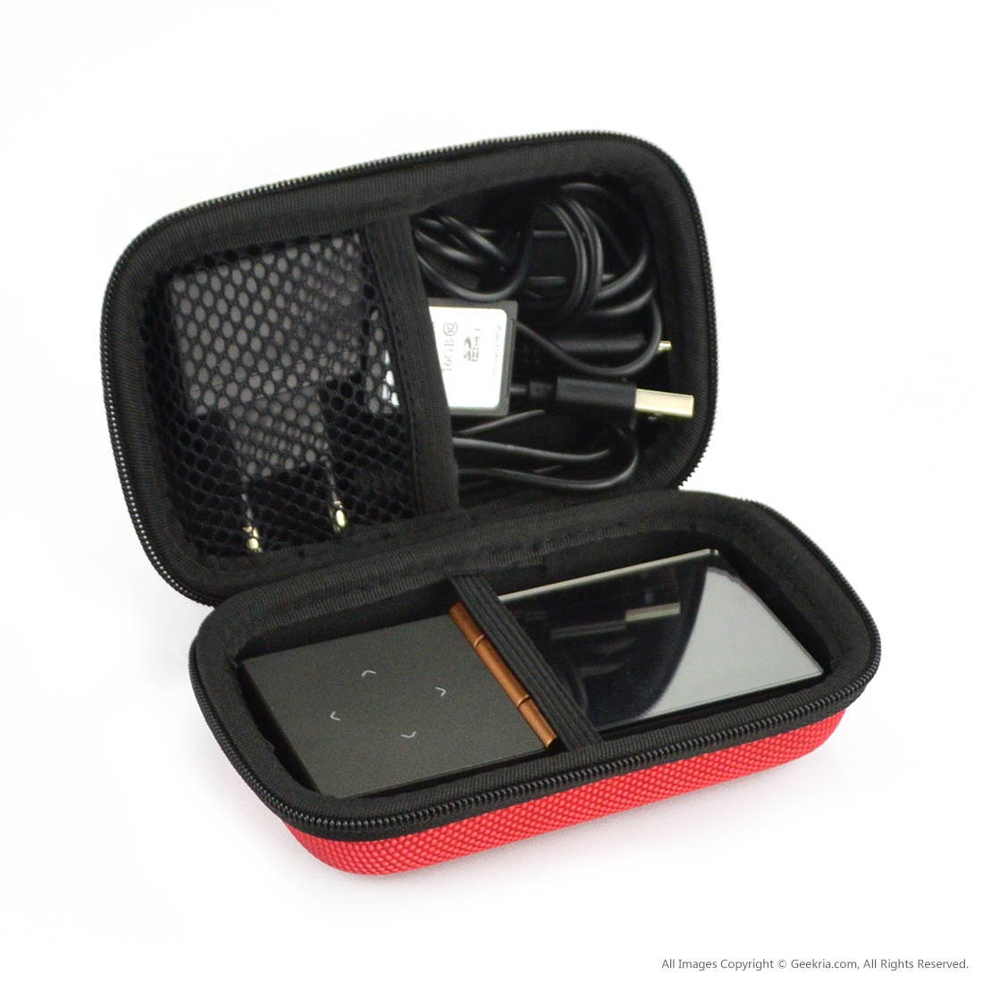 Geekria Headphone Amplifier Player UltraShell Case for Fiio M6, M7, M3K, E10K, Q1 Mark II, K3, A3, S.M.S.L IQ, Sap-11, Shanling M1, M2S, M2, Protective Carrying Bag with Room for Parts (Red)