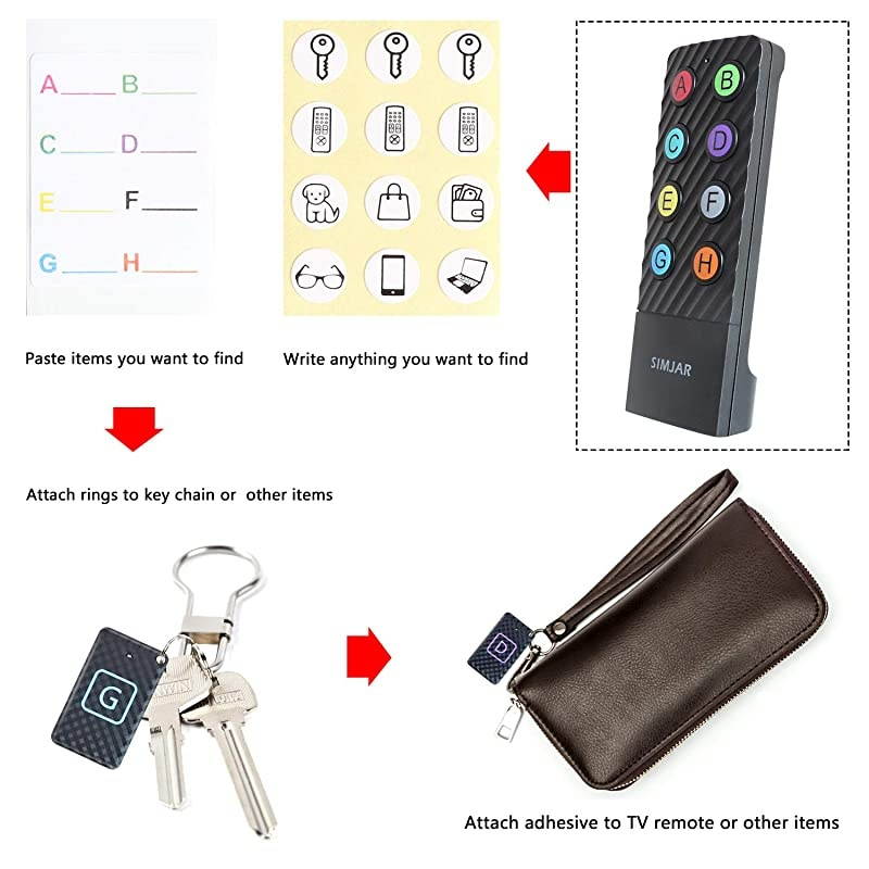 Upgraded Key Finder with Extra Backup RF Transmitter and Lanyards,  Wireless RF Item Locator Tracker Support Remote Control with Loud Beep - Pet/Wallet/Phone/Glasses Tracker