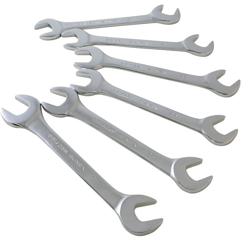 Sunex Tools 9926 Heavy Duty Steel Double Sided Jumbo Angled Head Metric Wrench Set, 20mm to 25mm, 6 Piece