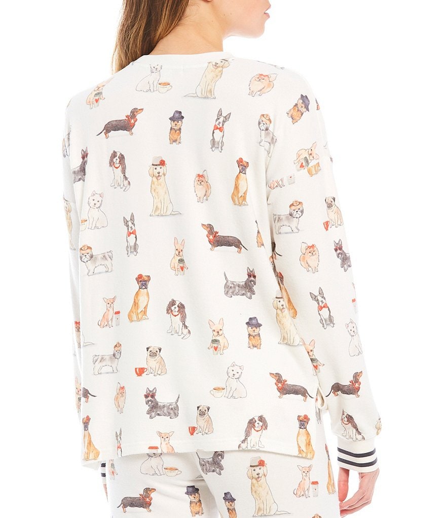 PJ Salvage Coffee & Canines Printed Jersey Knit Sleep Top