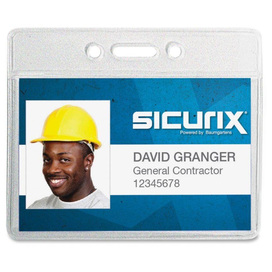 SICURIX Vinyl Punched ID Badge Holders - Horizontal - Horizontal - 2.5" x 3.5" x - Vinyl - 50 / Pack - Clear