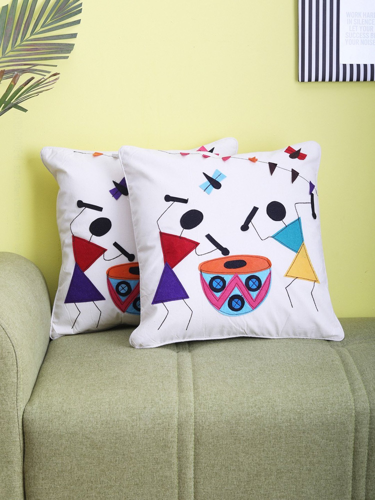 VarEesha Multicolor Cotton Cushion Cover - Set of 2
