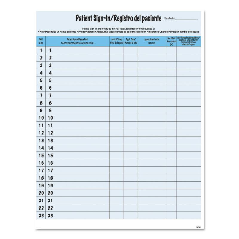 Tabbies Patient Sign-in Label Forms - Letter - 8 1/2" x 11" Sheet Size - Blue Sheet(s) - 125 / Pack