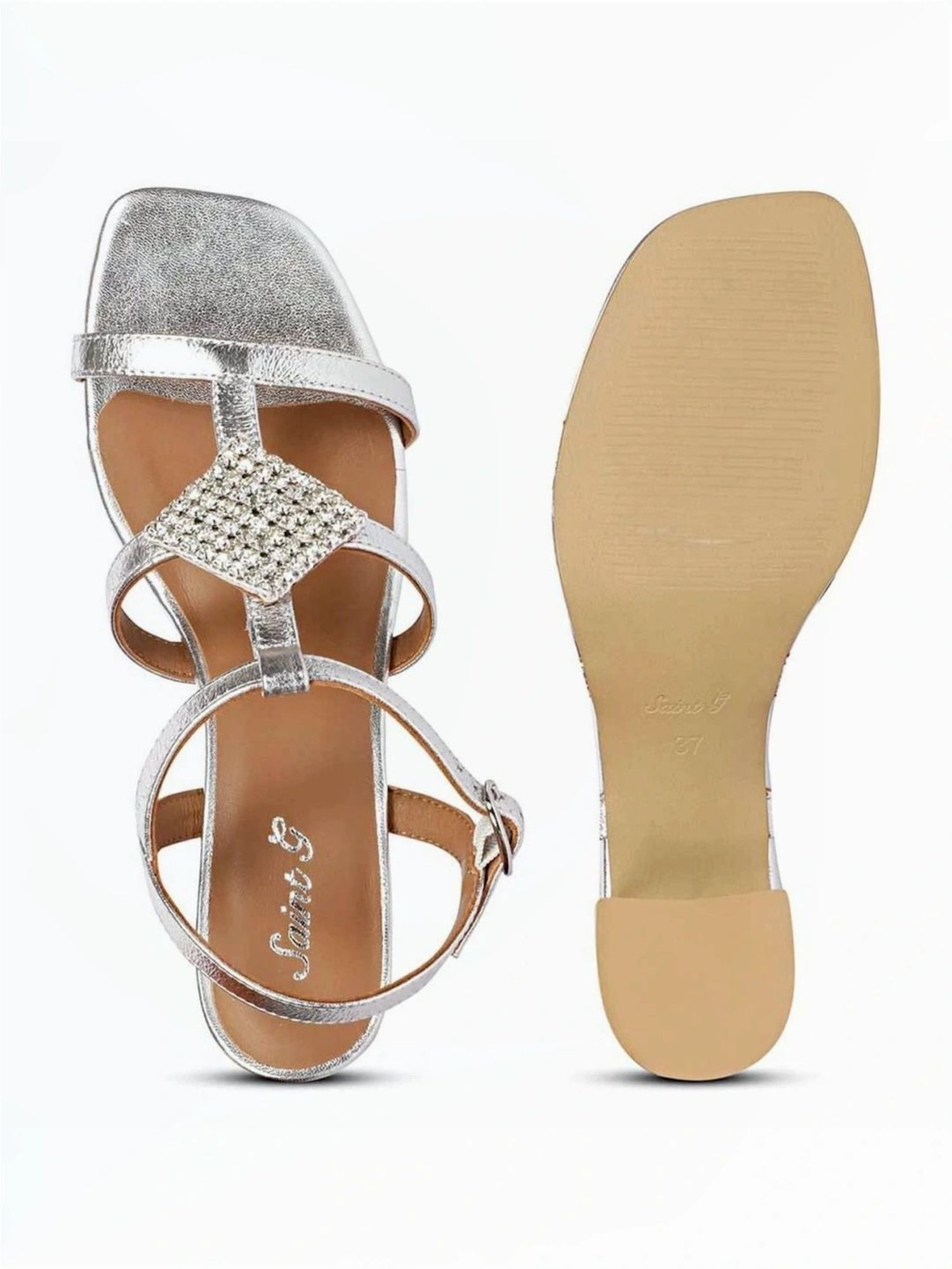 Saint G Women's Silver Ankle Strap Sandals