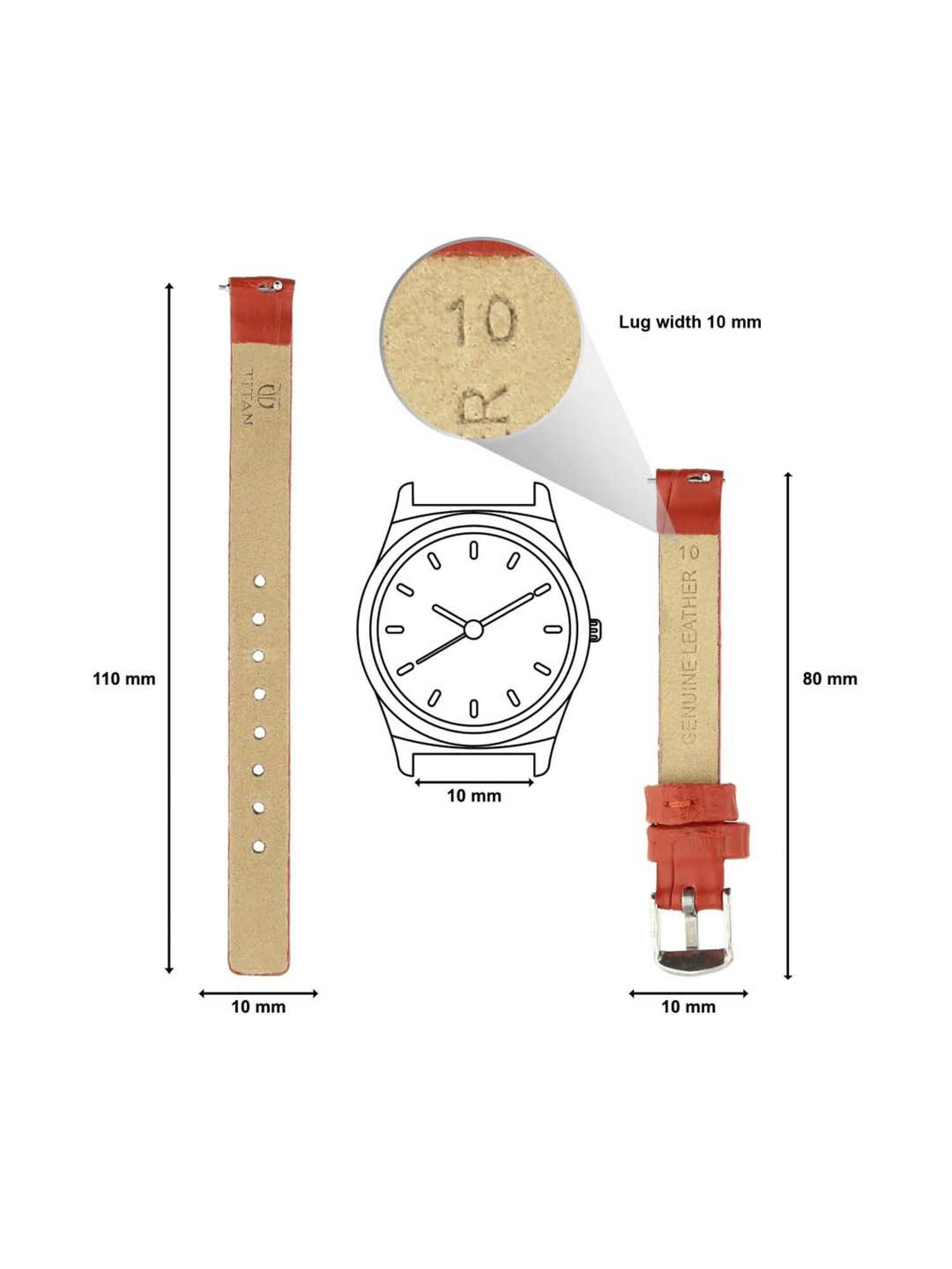 Titan 24 mm Tan Genuine Leather Strap for Men