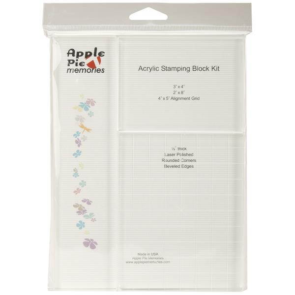 Apple Pie Memories Acrylic Stamp Block Set 3/Pkg-.5" Thick, 4"X5" w/Grid, 3"X4", 2"X8"
