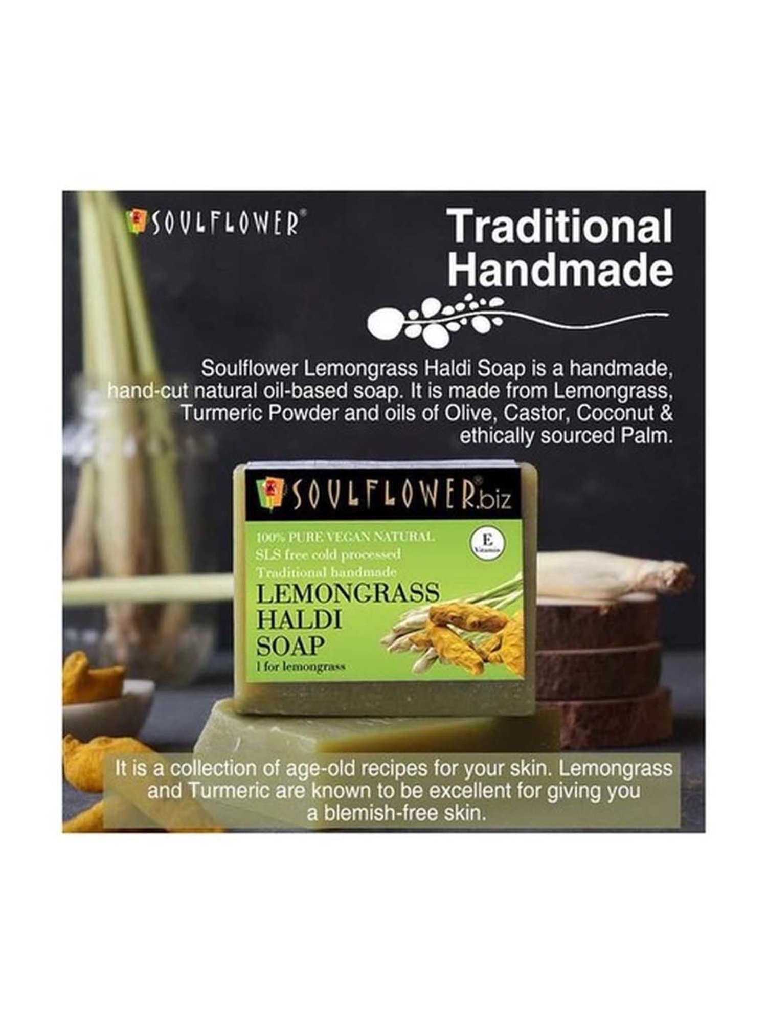 Soulflower Lemongrass Haldi Soap - 150 gm