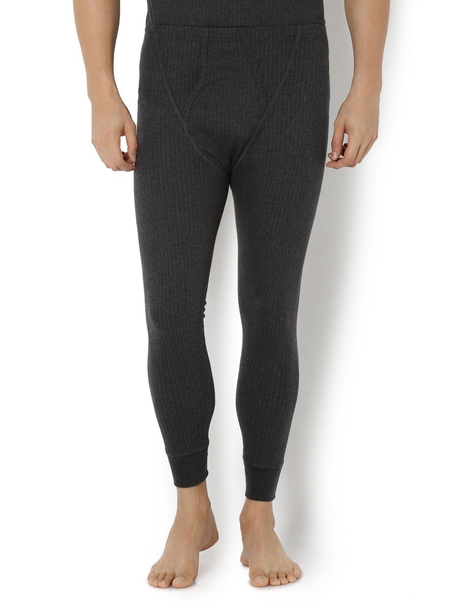 Van Heusen Skinny Fit Anti Bacterial Snug Fit Solid Thermal Bottom - Charcoal Melange