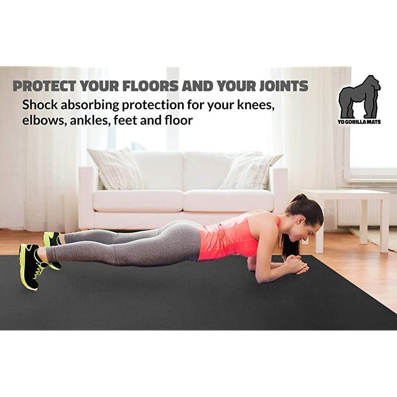 Large Exercise Mat - 6' x 4' x 1/4" Ultra Durable, Non-Slip, Workout Mats for Home Gym Flooring - Plyo, Jump, Cardio, MMA Mats - Use with or Without Shoes (72" Long x 48" Wide x 6mm Thick)