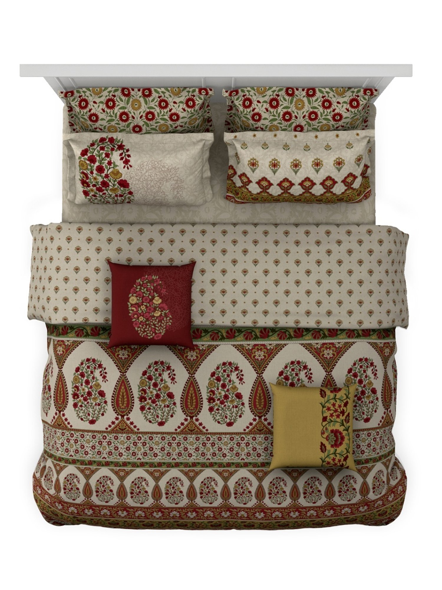 DDecor Printed Red 210 TC Cotton King Bedding Sets