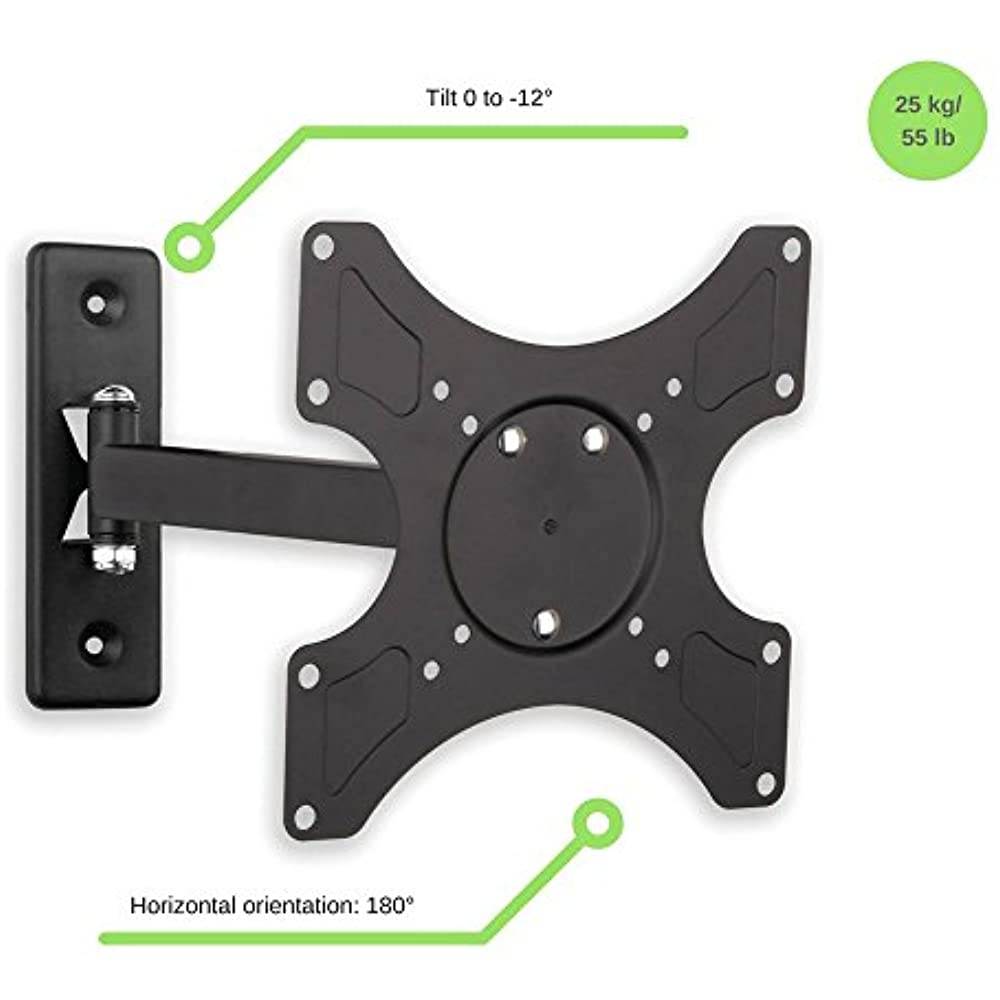 1-Arm Tilt/Swivel TV Wall Mount- 19-37in
