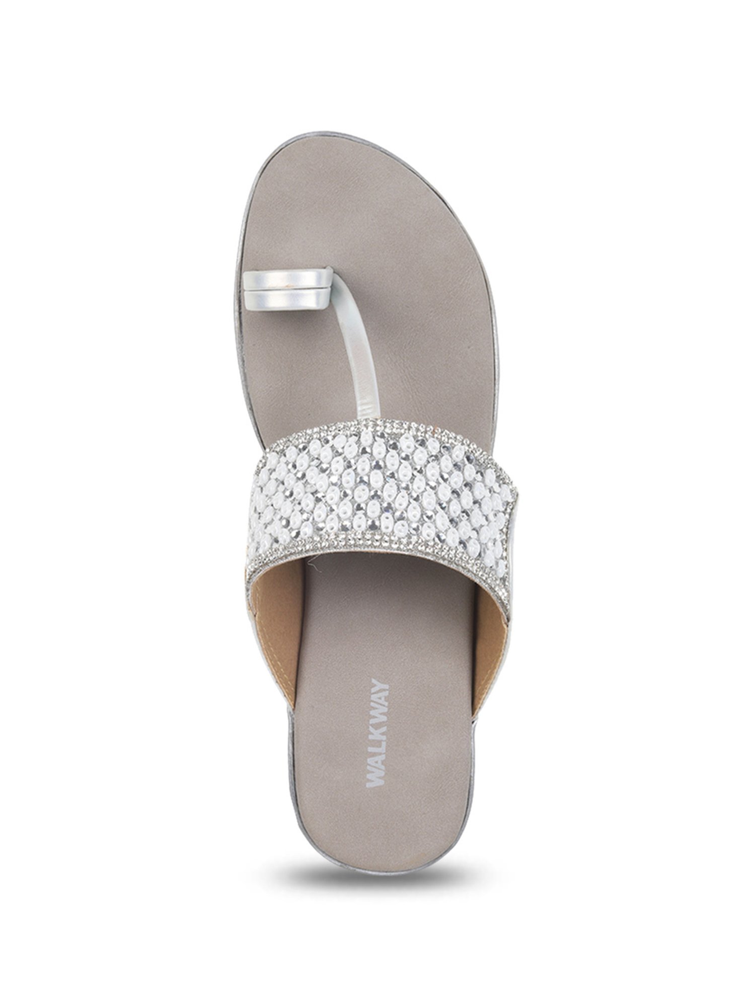 Walkway Women's Silver Toe Ring Sandals