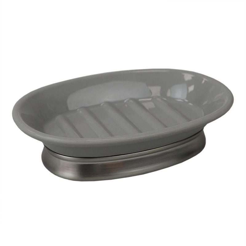 Home Basics Rubberized Plastic Countertop  Pedestal Soap Dish with  Non-Skid Metal Base
